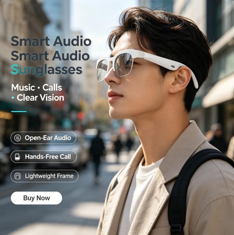 Audio Music Video - แว่นกันแดดอัจฉริยะแบบเปิดหูพร้อมระบบเสียง บลูทูธ 5.3 ป้องกันรังสียูวี 400 แว่นกันแดดโพลาไรซ์