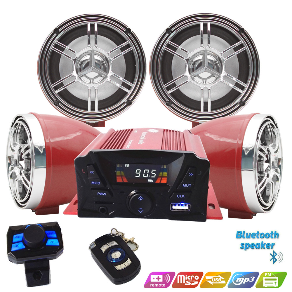Audio Music To Mp3 - 12V 4 ช่อง UTV ATV รถกอล์ฟรถจักรยานยนต์ลำโพงบลูทูธกันน้ำ