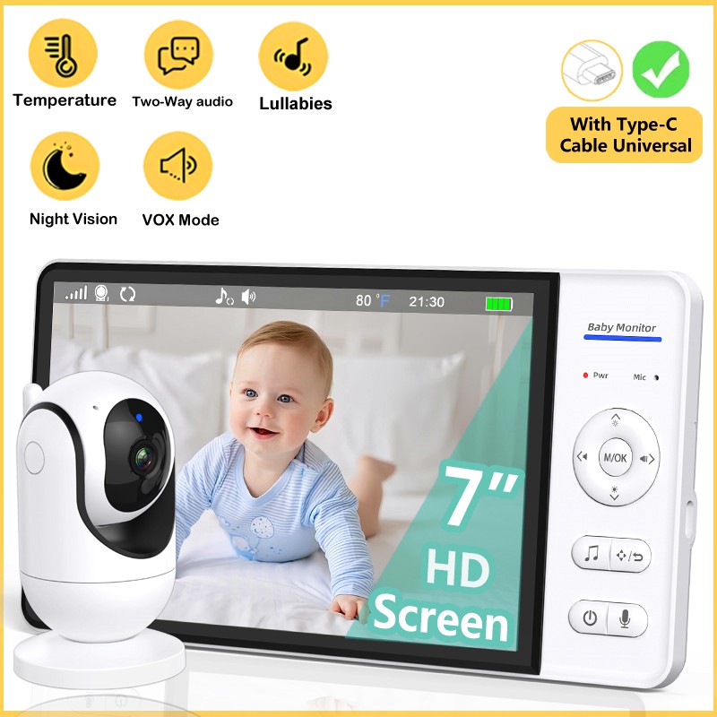 Audio Music Video - ไม่มี WiFi 7 นิ้ว Baby Monitor