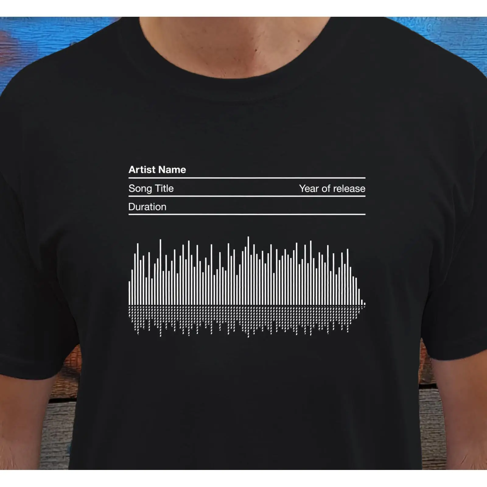 Audio Music Songs - เสื้อยืดลายคลื่นเสียงแบบส่วนตัว ออกแบบด้วยมือ ศิลปะเสียงเพลง ดนตรีแบบกำหนดเอง สไตล์วินเทจ ซักแล้ว