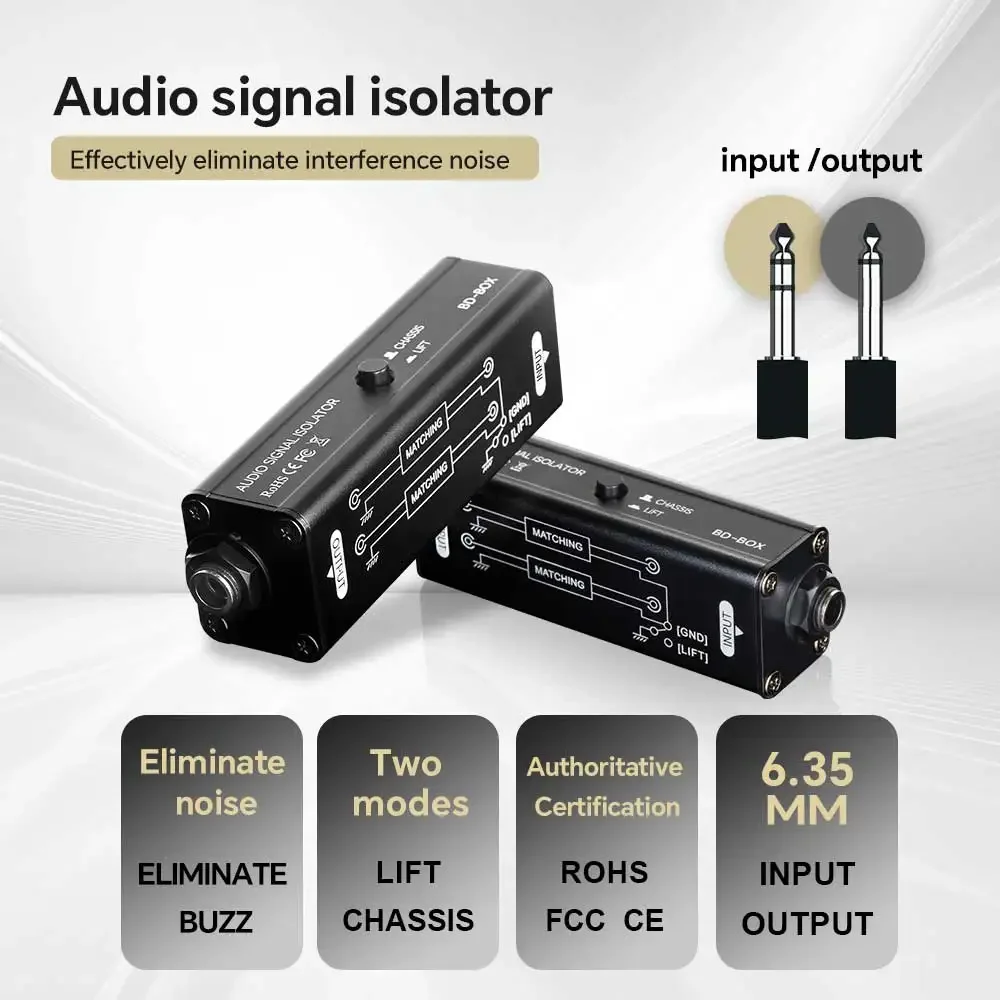 Audio Music Isolator - ตัวแยกสัญญาณเสียงแบบพกพา 6.35 มม. AUX Ground Loop
