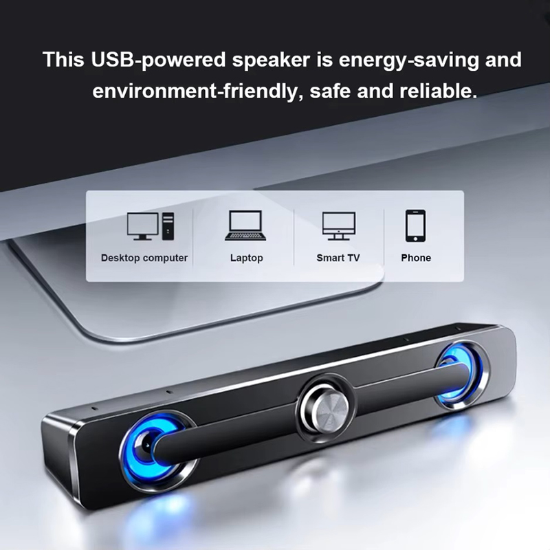 Audio Music Center - ลำโพงซาวด์บาร์แบบมีสาย กล่องเสียงพกพา ซับวูฟเฟอร์ สำหรับพีซี คอมพิวเตอร์ แล็ปท็อป