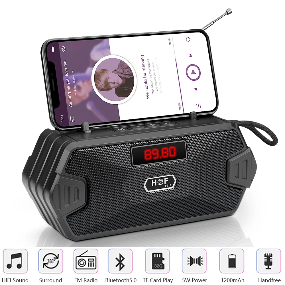 Audio Music Center - ลำโพงบลูทูธไร้สายแบบพกพาสำหรับใช้งานกลางแจ้ง เสียงเบสหนักแน่น รองรับ Aux วิทยุ FM