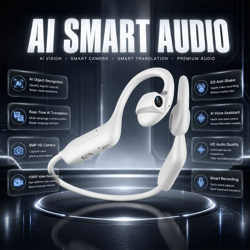 Audio To Music - หูฟังบลูทูธ UHD 1080P รุ่นใหม่ พร้อมกล้อง 800W