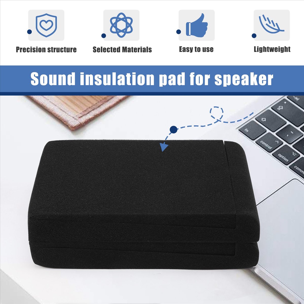 Studio Monitor Speaker - แผ่นรองลำโพง IN-A256U, แผ่นกันเสียงสะท้อน, โฟมสำหรับมอนิเตอร์สตูดิโอความหนาแน่นสูง, แผ่นรองขาตั้งลำโพง, ฐานลำโพง,
